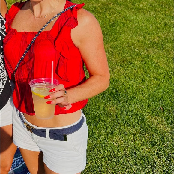 Red linen sleeveless crop top - Picture 5 of 5